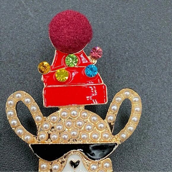 Festive Llama Reindeer Rhinestone Beaded Christmas Earrings - Pierced - Picture 4 of 7